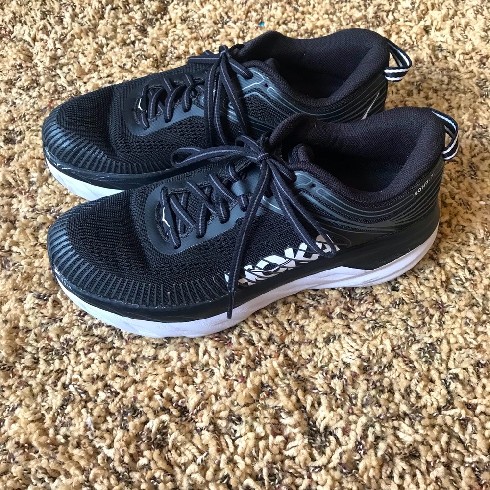 Hoka One One Black and White Women's Athletic Running Shoes